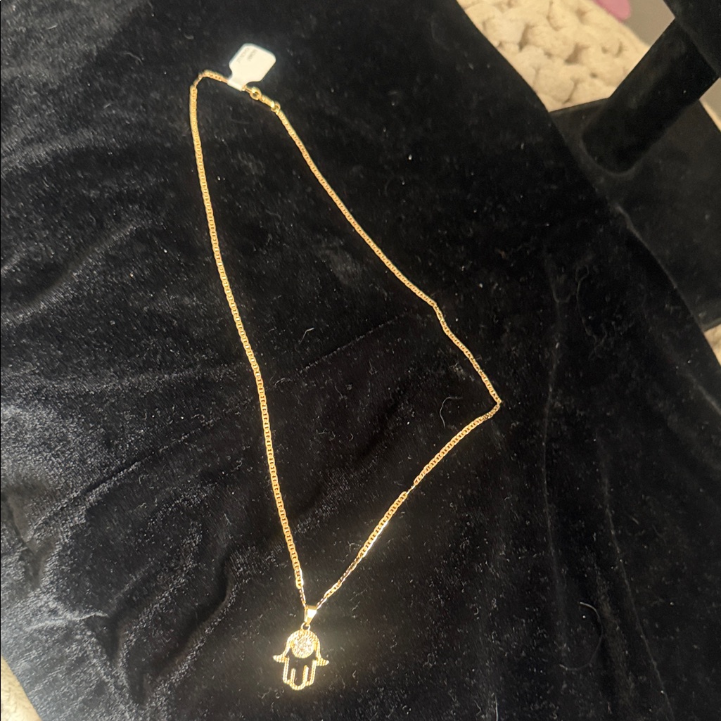 Elegant Goldplated Hamsa Pendant Necklace New